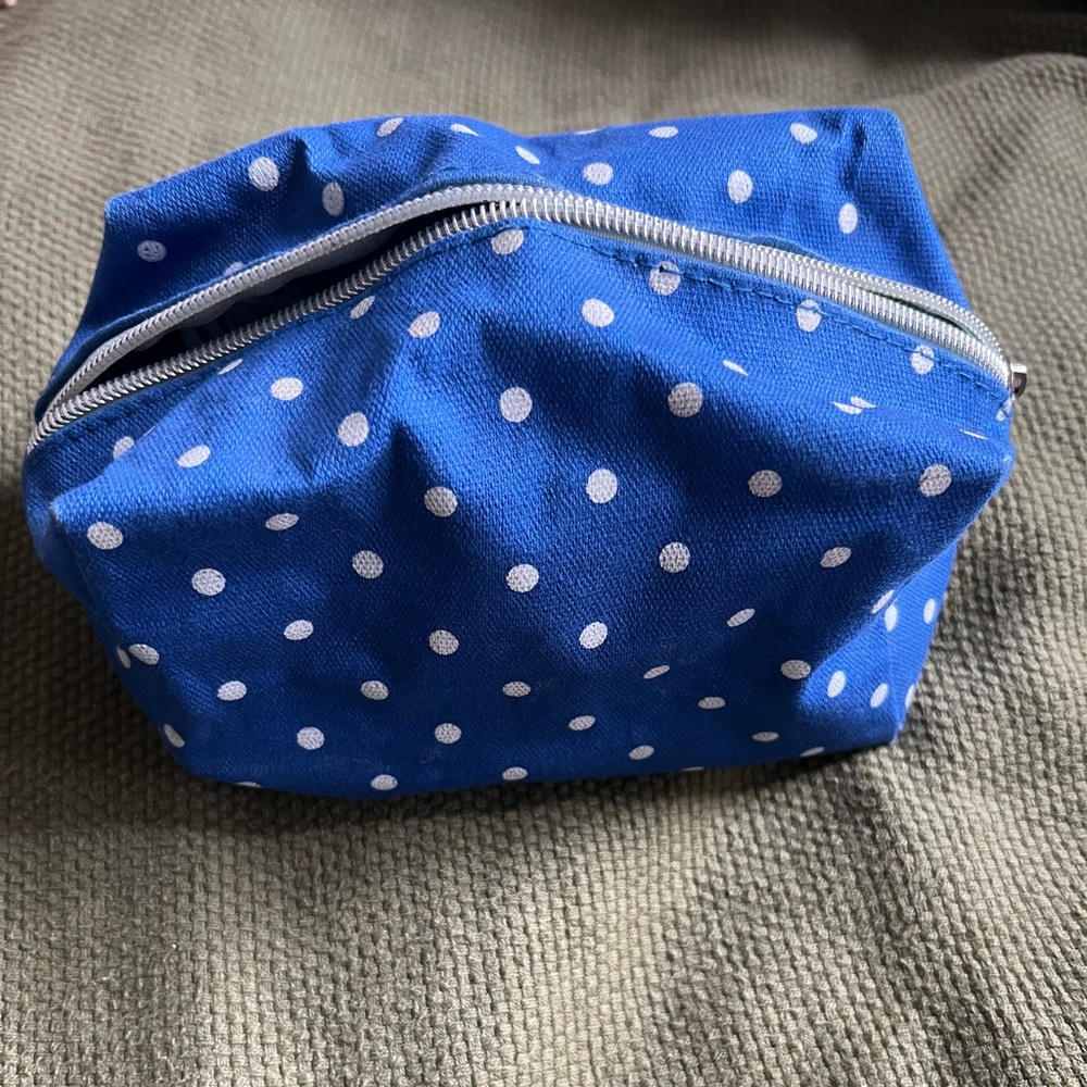 Polka Dot Boxy Cosmetic Bag 7" Travel Zip Pouch